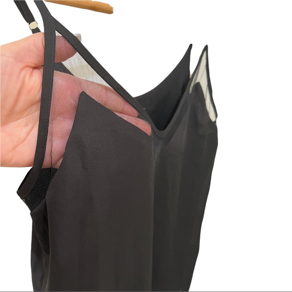 LULU'S BLACK SHEER NET V-NECKLINE ADJUSTABLE STRAP SLEEVELESS FLOWY BLOUSE - Picture 7 of 13